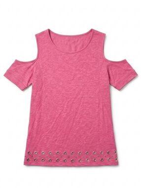 Michael Kors Pink Cold Shoulder Top with Grommet Hem